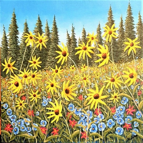 Spring Wildflowers 12x12 $520 at Hunter Wolff Gallery